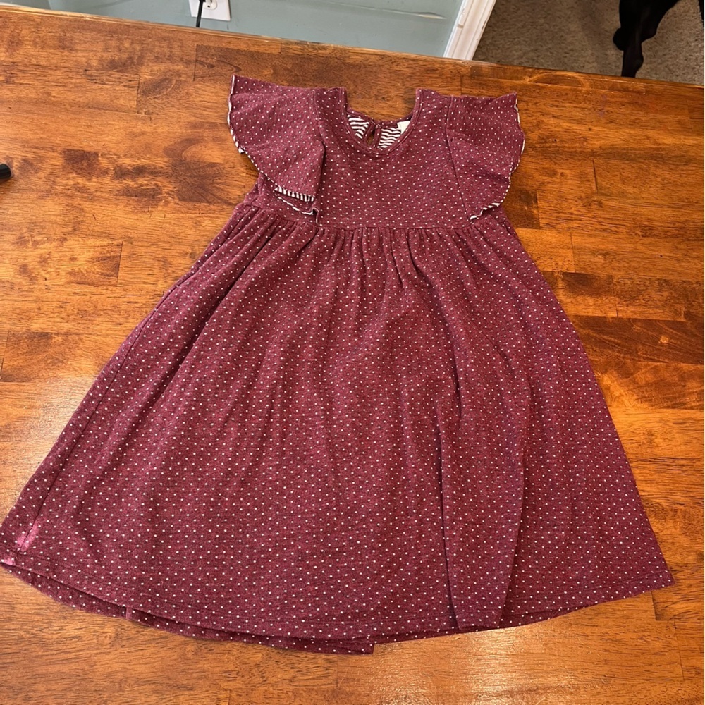 Adorable Kids Dress in Burgundy Polka Dot
